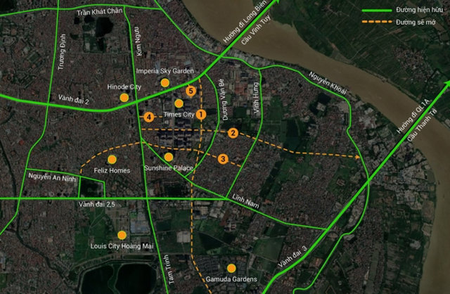 5 tuyến đường mở ch&iacute;nh thức quanh khu đ&ocirc; thị Times City