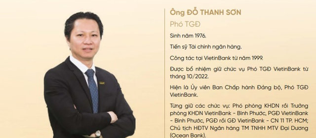 Hồ sơ của Ph&oacute; Tổng Gi&aacute;m đốc Đỗ Thanh Sơn tại B&aacute;o c&aacute;o thường ni&ecirc;n 2022 của VietinBank.