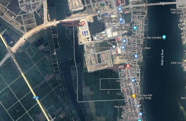Vị tr&iacute; Dự &aacute;n Khu đ&ocirc; thị ph&iacute;a Nam phường Ph&uacute; Hải, TP. Đồng Hới (ảnh Google Maps) &nbsp;