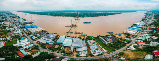 Công trường giữa dòng sông Tiền, xây Cầu Rạch Miễu 2 nối Tiền Giang - Bến Tre - Ảnh 2