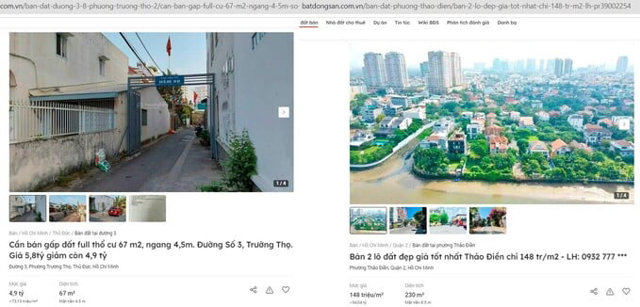 Gi&aacute; b&aacute;n bất động sản quanh trục Metro tr&ecirc;n&nbsp;trang web&nbsp;batdongsan.com.vn &nbsp;