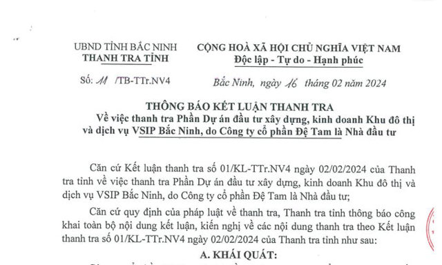 Văn bản do Thanh tra tỉnh Bắc Ninh