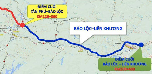 Sơ đồ tuyến cao tốc&nbsp;Bảo Lộc &ndash; Li&ecirc;n Khương