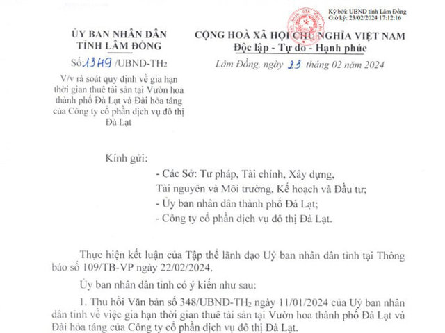 Văn bản của UBND tỉnh L&acirc;m Đồng
