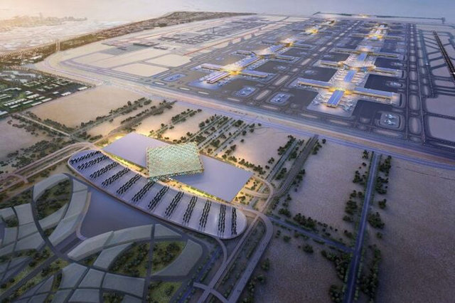 Độc lạ sân bay lớn nhất thế giới đang được xây trên sa mạc ở châu Á - Ảnh 1