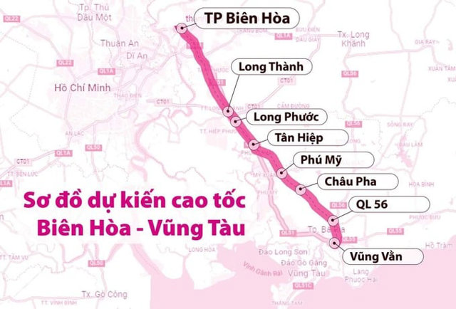 Lộ tr&igrave;nh cao tốc Bi&ecirc;n H&ograve;a - Vũng T&agrave;u. Ảnh: Vietnamnet