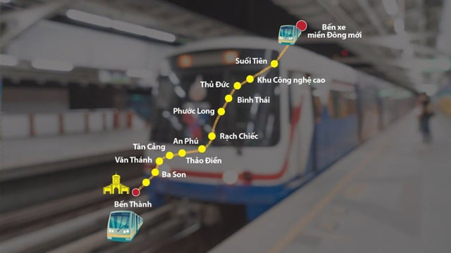 C&aacute;c trạm của tuyến Metro số 1. Ảnh: Minh Dũng