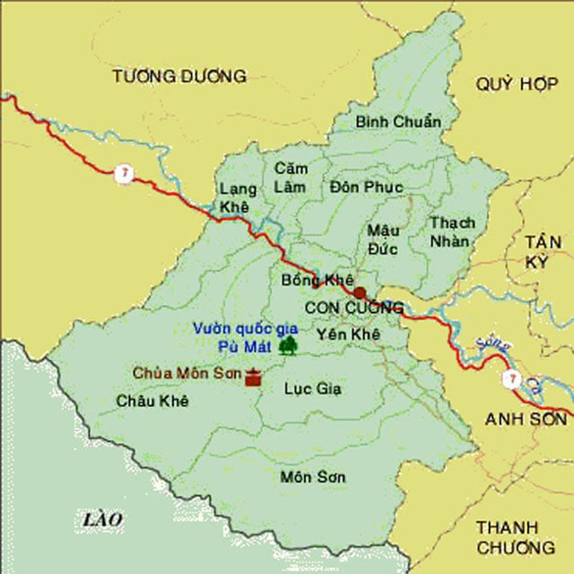 Huyện Con Cu&ocirc;ng tỉnh Nghệ An được đưa v&agrave;o quy hoạch ph&aacute;t triển khu du lịch sinh th&aacute;i. Ảnh: Internet