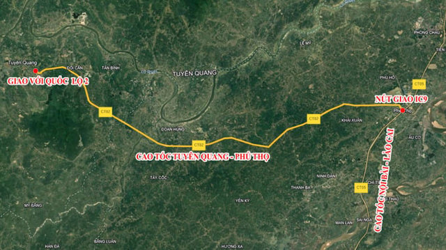 To&agrave;n cảnh tuyến cao tốc Tuy&ecirc;n Quang - Ph&uacute; Thọ. Ảnh: Internet