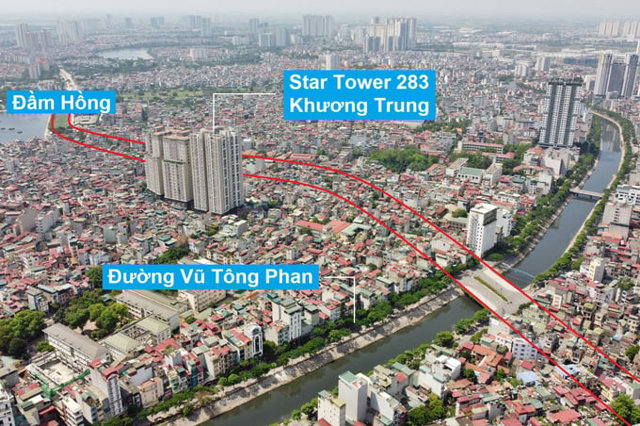 Vị tr&iacute; m&agrave; dự &aacute;n V&agrave;nh đai 2,5 đoạn Nguyễn Tr&atilde;i - Đầm Hồng đi qua. Nguồn ảnh: Vietnammoi