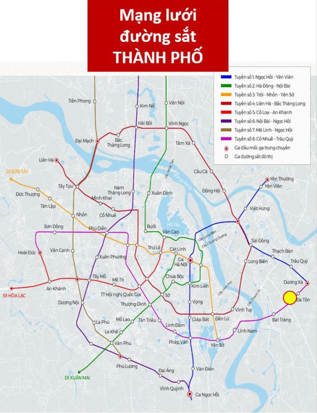 To&agrave;n cảnh mạng lưới tuyến đường sắt H&agrave; Nội theo quy hoạch. Ảnh: Internet