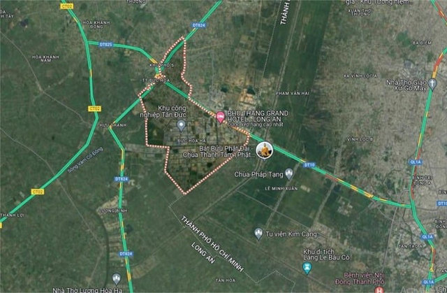 Vị tr&iacute; x&atilde; Đức H&ograve;a Hạ, huyện Đức H&ograve;a, tỉnh Long An. Ảnh:&nbsp;Google Maps