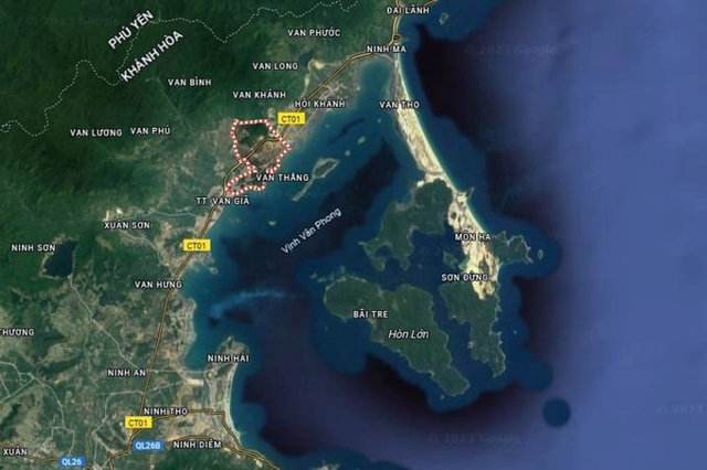 Khu vực sẽ triển khai dự &aacute;n s&acirc;n bay V&acirc;n Phong. Ảnh: Google map &nbsp;