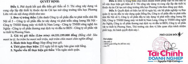 G&oacute;i thầu C&ocirc;ng ty TNHH Thang m&aacute;y v&agrave; Thiết bị Nam Long tr&uacute;ng với vai tr&ograve; li&ecirc;n danh, gi&aacute; tr&uacute;ng thầu l&agrave; 64,3 tỷ đồng&nbsp;(gi&aacute; dự to&aacute;n g&oacute;i thầu l&agrave; 64,5 tỷ đồng), tiết kiệm 196 triệu đồng (tương đương tiết kiệm khoảng 0,3%) cho ng&acirc;n s&aacute;ch nh&agrave; nước.