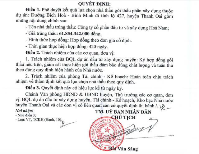 C&ocirc;ng ty X&acirc;y dựng H&ograve;a Nam &ldquo;một m&igrave;nh một chợ&rdquo; tr&uacute;ng g&oacute;i thầu trị gi&aacute; hơn 60 tỷ đồng &nbsp;