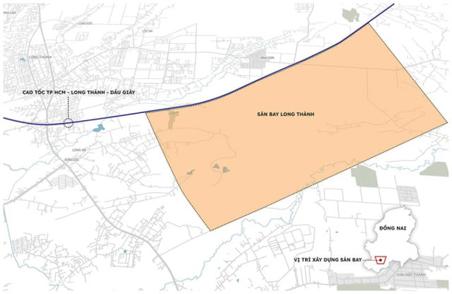 Vị tr&iacute; x&acirc;y dựng s&acirc;n bay Long Th&agrave;nh. Ảnh: Internet &nbsp;