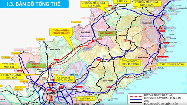 Sơ đồ cao tốc Gia Nghĩa - Chơn Th&agrave;nh (nguồn ảnh: B&aacute;o Thanh Ni&ecirc;n)