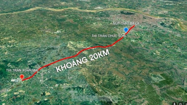 Đoạn Quốc lộ 6 được mở rộng d&agrave;i hơn 20km. Ảnh vệ tinh