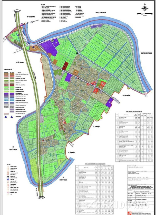 Bản đồ quy hoạch sử dụng đất của x&atilde; Hồng Lạc sau khi c&oacute; th&ecirc;m dự &aacute;n x&acirc;y dựng khu d&acirc;n cư mới s&ocirc;ng Hương. Ảnh: B&aacute;o Hải Dương