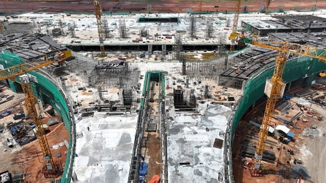 S&acirc;n bay Long Th&agrave;nh c&oacute; nhiều hạng mục đ&atilde; vượt tiến độ. Ảnh: B&aacute;o X&acirc;y Dựng