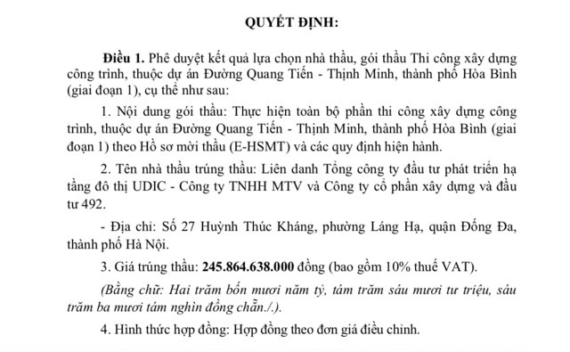 Li&ecirc;n danh c&oacute; sự g&oacute;p mặt của&nbsp;UDIC tr&uacute;ng g&oacute;i thầu trị gi&aacute; hơn 245 tỷ đồng &nbsp;