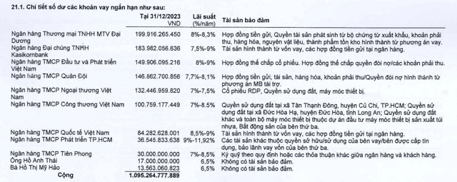 Danh s&aacute;ch "chủ nợ" được ghi nhận tr&ecirc;n b&aacute;o c&aacute;o t&agrave;i ch&iacute;nh kiểm to&aacute;n 2023 của Rạng Đ&ocirc;ng Holding&nbsp;