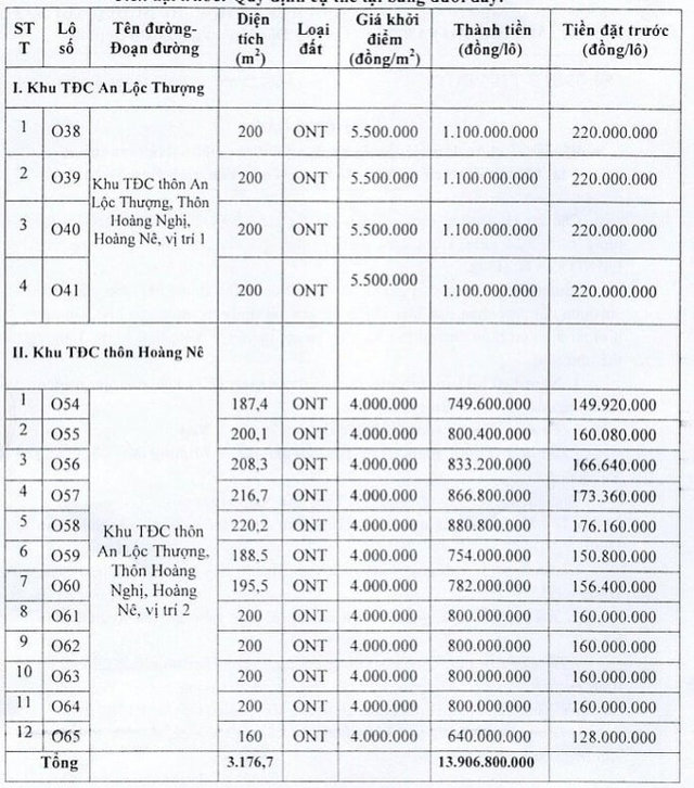 Th&ocirc;ng tin đấu gi&aacute; 16 khu đất tại huyện &Yacute; Y&ecirc;n. Ảnh: Internet &nbsp;