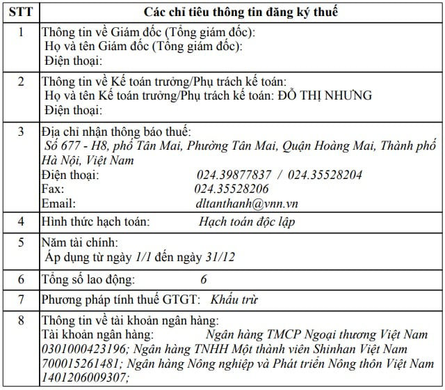 Th&ocirc;ng tin đăng k&yacute; thuế của&nbsp;C&ocirc;ng ty TNHH Điện lạnh v&agrave; Thiết bị c&ocirc;ng nghiệp T&acirc;n Thanh &nbsp;