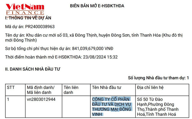 Dự &aacute;n duy nhất 1 nh&agrave; đầu tư đăng k&yacute; thực hiện