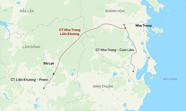 Hướng đoạn tuyến cao tốc Nha Trang - Li&ecirc;n Khương. Ảnh: Internet