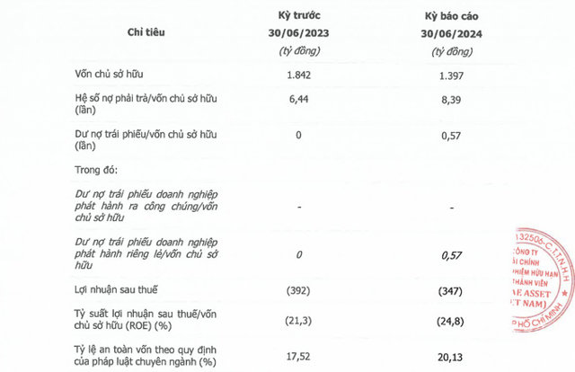 Mirae Asset Việt Nam l&agrave; c&ocirc;ng ty t&agrave;i ch&iacute;nh đầu ti&ecirc;n b&aacute;o lỗ trong nửa đầu năm 2024 (Nguồn: B&aacute;o c&aacute;o của Mirae Asset Việt Nam)