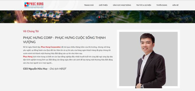 Phục Hưng Corp do &ocirc;ng Nguyễn Hữu Huy l&agrave; người đại diện ph&aacute;p luật . Ảnh chụp m&agrave;n h&igrave;nh