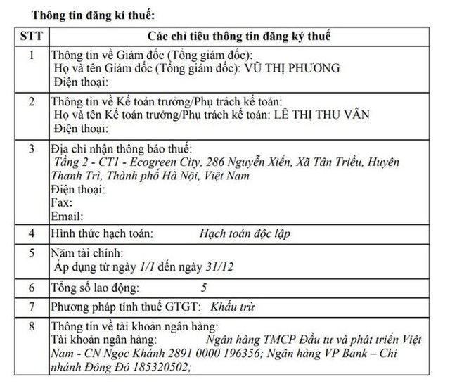 Tổng số lao động theo đăng k&yacute; của NewstarLand chỉ vỏn vẹn l&agrave; 5 người. Ảnh Tạp ch&iacute; Đầu tư T&agrave;i ch&iacute;nh - VietnamFinance