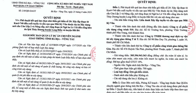 Li&ecirc;n danh X&acirc;y lắp tuyến v&agrave; cầu cạn qua Mũi Kỳ V&acirc;n tr&uacute;ng g&oacute;i thầu hơn 300 tỷ đồng tại tỉnh B&agrave; Rịa - Vũng T&agrave;u