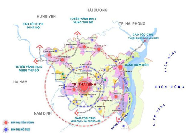 Cấu tr&uacute;c quy hoạch kh&ocirc;ng gian kinh tế - x&atilde; hội của tỉnh Th&aacute;i B&igrave;nh. Ảnh: Internet