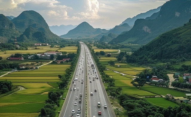 Cao tốc H&ograve;a B&igrave;nh - Mộc Ch&acirc;u d&agrave;i 34km. Ảnh: AI minh họa