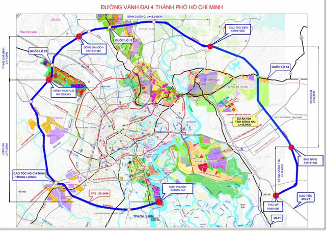 Những địa điểm V&agrave;nh đai 4 TP. HCM đi qua. Ảnh internet