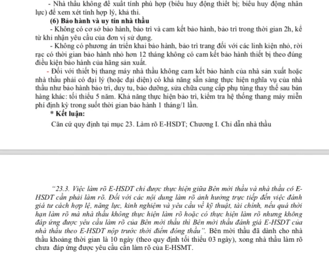 Mục phần bảo h&agrave;nh v&agrave; uy t&iacute;n nh&agrave; thầu, tổ chuy&ecirc;n gia cũng chỉ ra C&ocirc;ng ty MHDI1 c&ugrave;ng li&ecirc;n danh c&oacute; nhiều &ldquo;vấn đề&rdquo;