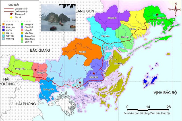 Bản đồ h&agrave;nh ch&iacute;nh tỉnh Quảng Ninh. Ảnh: Cổng th&ocirc;ng tin điện tử Quảng Ninh