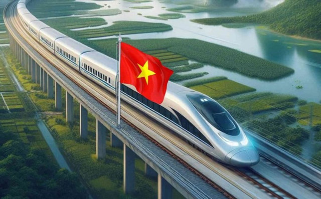 Đường sắt cao tốc đ&atilde; được ph&ecirc; duyệt&nbsp;với vận tốc thiết kế 350km/h. Ảnh AI