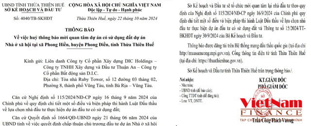 Thừa Thiên Huế: Hủy thủ tục gọi đầu tư 2 dự án NƠXH 2.600 tỷ đồng - Ảnh 1