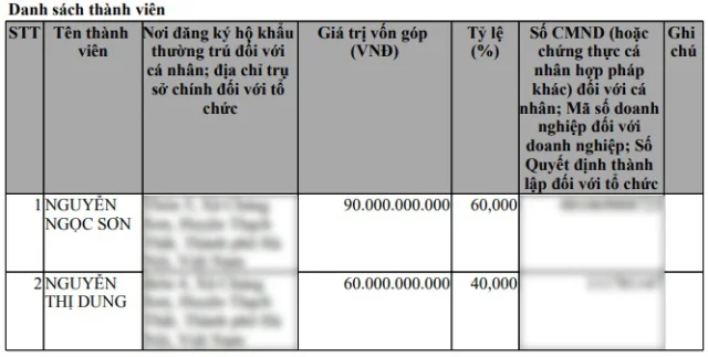 Cơ cấu cổ đ&ocirc;ng của&nbsp;C&ocirc;ng ty TNHH Tản Vi&ecirc;n.