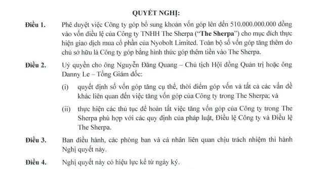 Nghị quyết bổ sung vốn g&oacute;p của Tập đo&agrave;n Masan