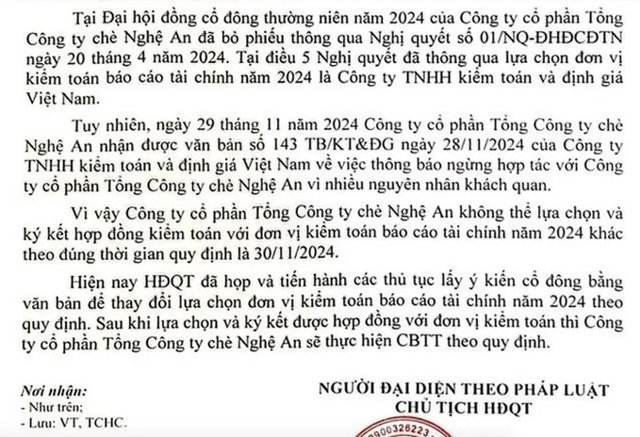 Tổng công ty Chè Nghệ An có nguy cơ chậm công bố báo cáo tài chính - Ảnh 2