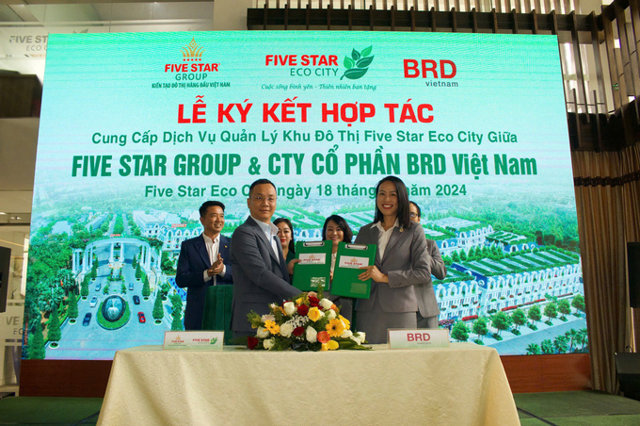 Lễ k&yacute; kết hợp t&aacute;c chiến lược cung cấp dịch vụ quản l&yacute; khu đ&ocirc; thị Five Star Eco City giữa Tập đo&agrave;n Five Star Group v&agrave; CTCP BRD Việt Nam