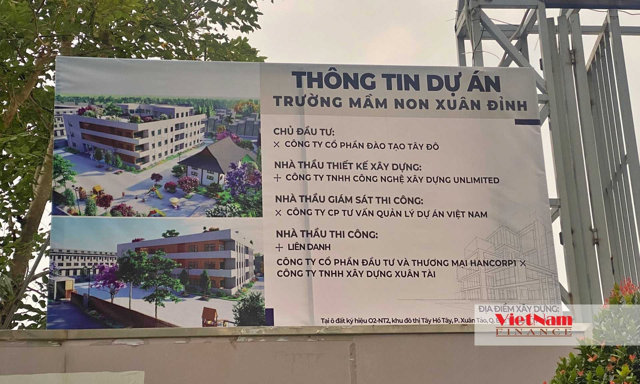 Ghi nhận tại dự &aacute;n, l&ocirc; đất n&agrave;y được sử dụng để x&acirc;y dựng trường Mầm non Xu&acirc;n Đỉnh do C&ocirc;ng ty Cổ phần đ&agrave;o tạo T&acirc;y Đ&ocirc; l&agrave; chủ đầu tư