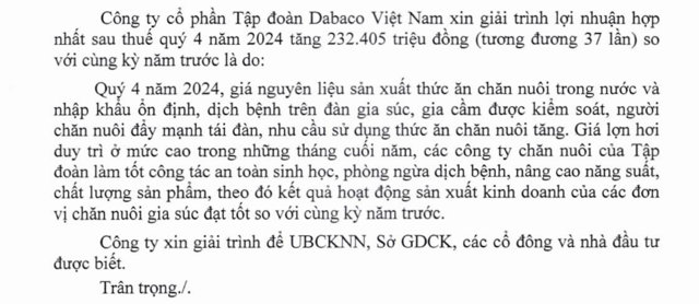 Giải tr&igrave;nh biến động lợi nhuận của Dabaco&nbsp;