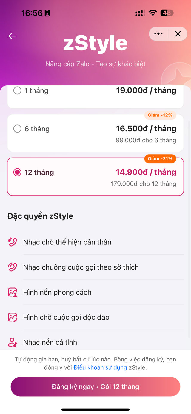 C&aacute;c th&ocirc;ng b&aacute;o t&iacute;nh ph&iacute; của Zalo.