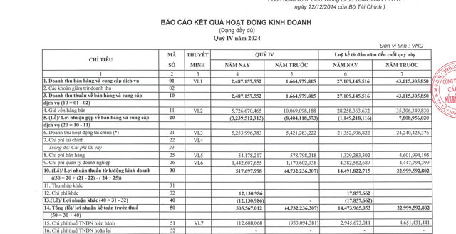 B&aacute;o c&aacute;o t&agrave;i ch&iacute;nh qu&yacute; IV/2024 của C&ocirc;ng ty&nbsp;C&aacute;p treo N&uacute;i B&agrave; T&acirc;y Ninh.