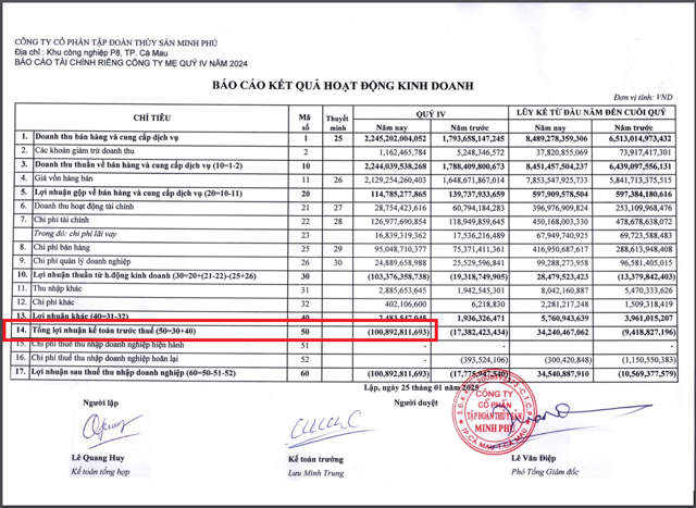 “Vua tôm” Minh Phú tiếp tục lỗ đậm trăm tỷ, phải trích lập dự phòng gần 1.600 tỷ đồng do đầu tư tài chính? - Ảnh 2